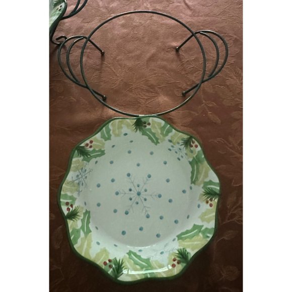 Set of 2 Temp-Tations HOMETOWN CHRISTMAS HOLLY 9" & 11” ROUND BAKER W/RACKS NEW - Picture 2 of 9